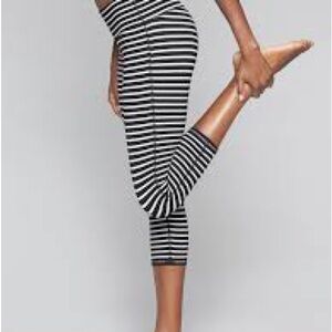 Athleta Black and White Striped Capris